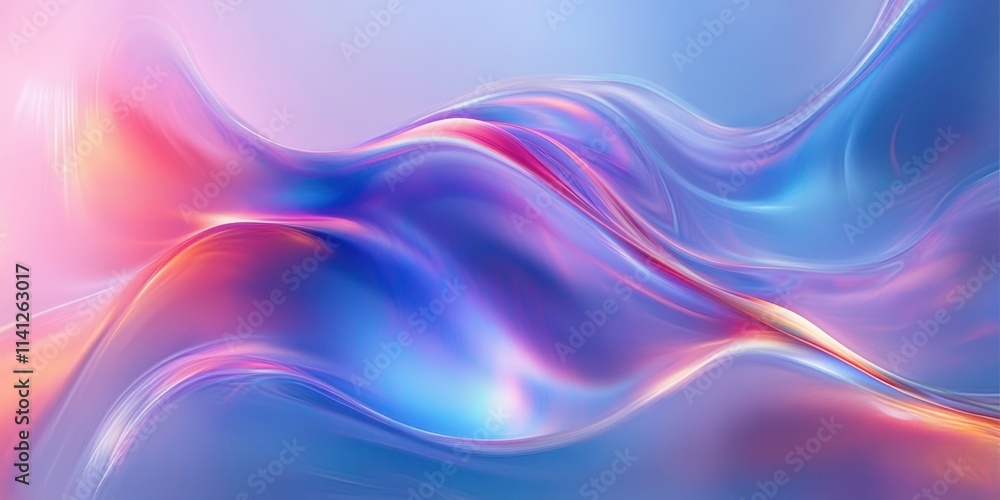 Poster iridescent abstract flowing shapes with gradient colors and soft light