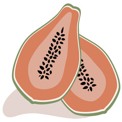 Illustration of Papaya Fruit with Simple Style