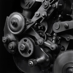 A close up of a machine with many gears and bolts