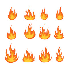 Set of Fire vector illustration isolated on white background
