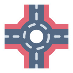 Roundabout flat icon for driving and road safety