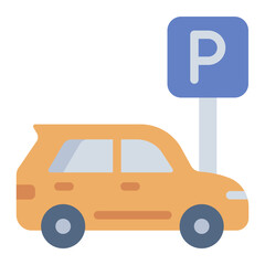 Parking flat icon for driving and vehicle safety