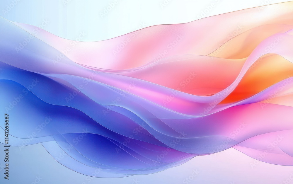 Poster ethereal flowing gradient multilayer glass background 3d rendering