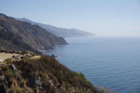 Scenic view of the ocean and cliffs in Malibu