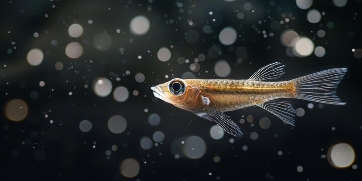 Deep Sea Lanternfish Glowing in Dark Ocean