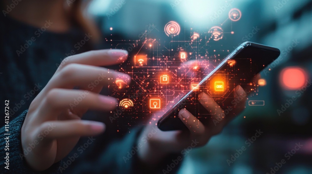 Poster secure data connection via smartphone with vpn icon virtual private network concept