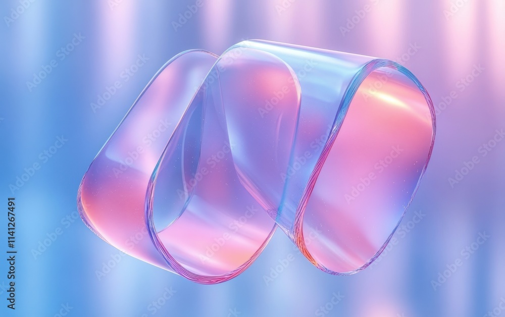 Poster abstract minimalist glass shapes with gradient colors in soft pastels 3d rendering