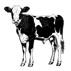 Black and white illustration of a calf.