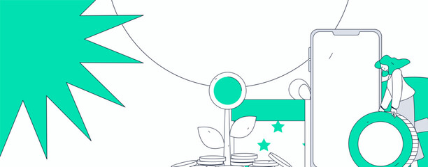 Obraz premium Holiday shopping people doing e-commerce online shopping flat vector concept operation hand drawn illustration 