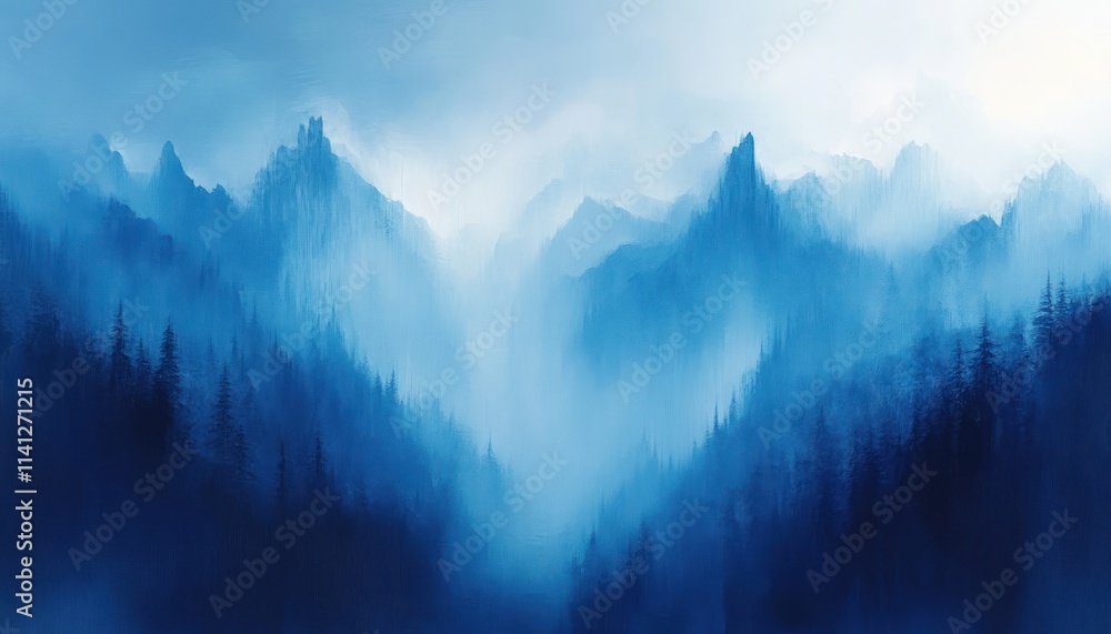 Poster Abstract Background with Vertical Lines Soft Blue Color Palette Ethereal Light Minimalistic Tranquility