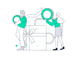 Holiday shopping people doing e-commerce online shopping flat vector concept operation hand drawn illustration
