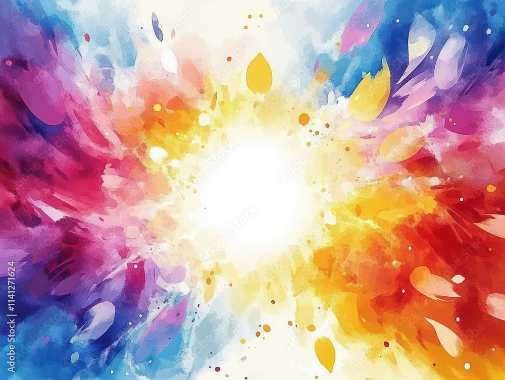 Poster vibrant watercolor abstract background with colorful splashes and dynamic motion