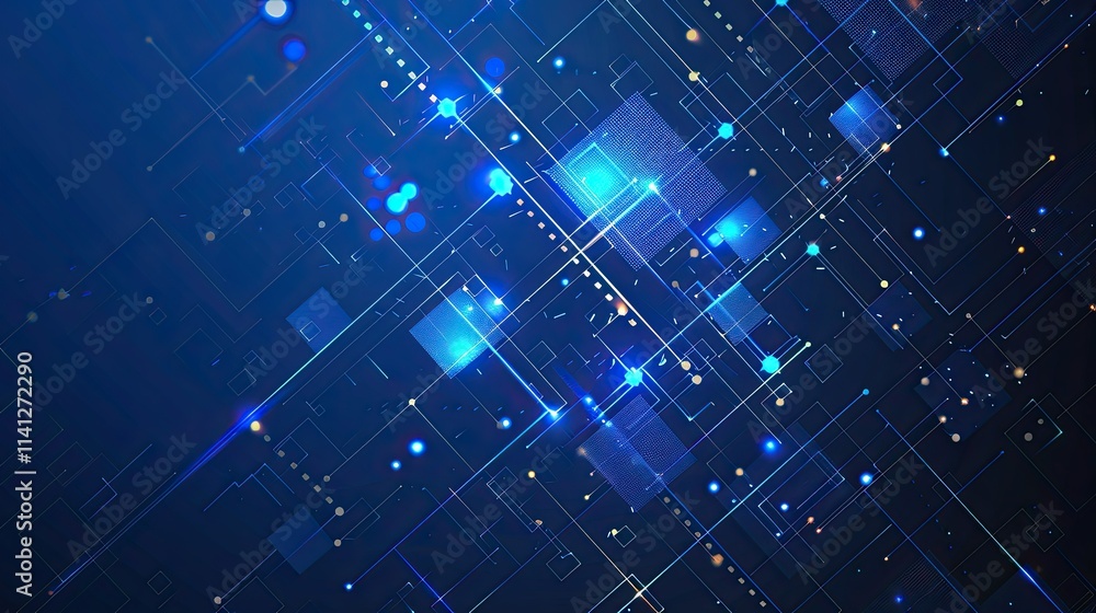 Aufkleber abstract digital background with blue lines and glowing elements, symbolizing technology and data.