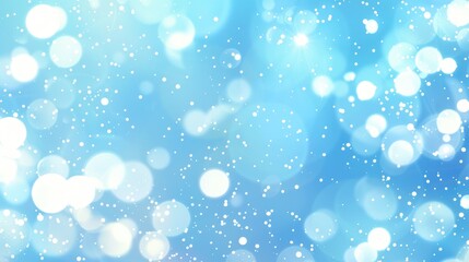 A soft blue background with blurred white circles, resembling snowflakes or light reflections.