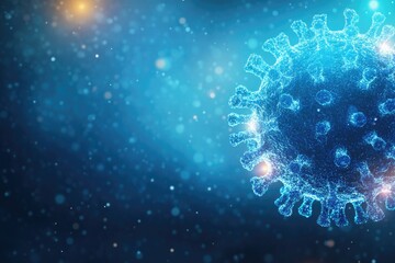 Hyper-Realistic Coronavirus 3D Model with Blue Background