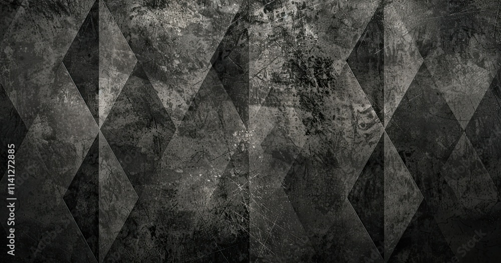 Poster abstract geometric pattern with dark tones and textures.