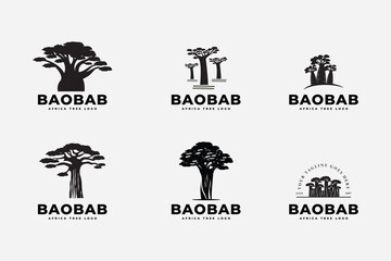 Baobab tree logo icon design template flat vector