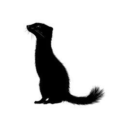 Black silhouette of a weasel sitting.