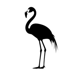 Obraz premium Black silhouette of a flamingo. (1)