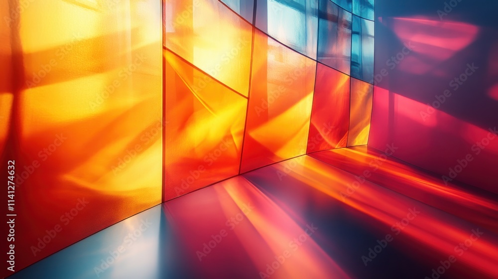 Leinwandbilder abstract light refraction iridescent background design 3d render with geometric shapes and modern di