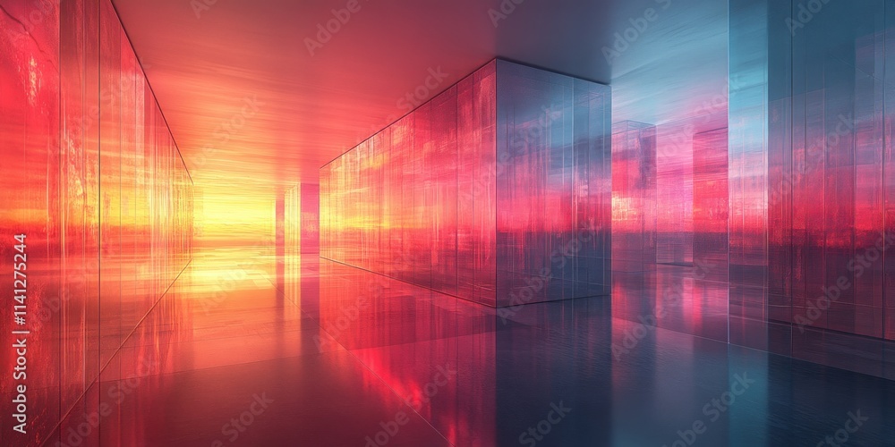 Aufkleber geometric blocks with soft illumination and glass-like textures on black background