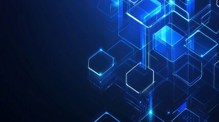 Blue geometric abstract technology background with futuristic digital design