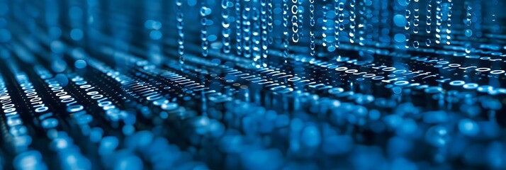 abstract blue background of big data, numbers, mathematics, ai