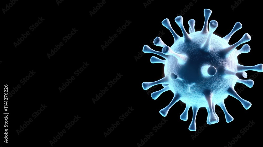 Poster 3d representation of a virus particle, illustrating its structure.