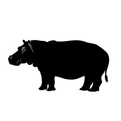 Black silhouette of a hippopotamus.