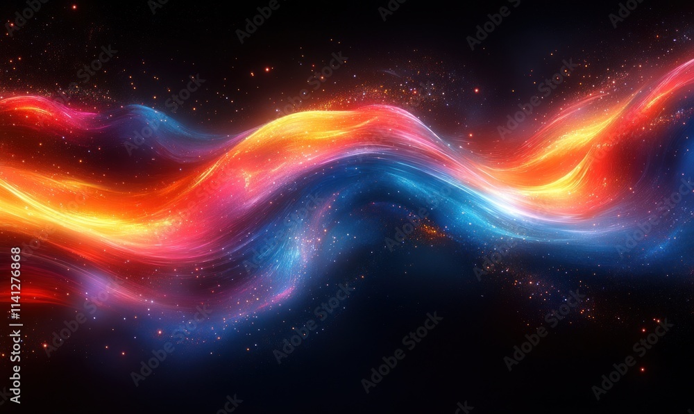 Poster iridescent abstract shape on dark background 3d render with fluid movement and vibrant colors