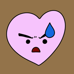 kawaii cartoon heart with face illustration