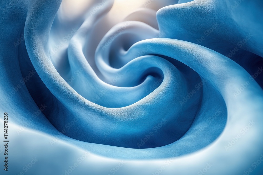 Poster abstract twisted blue lines spiral pattern on soft light background for modern design concept