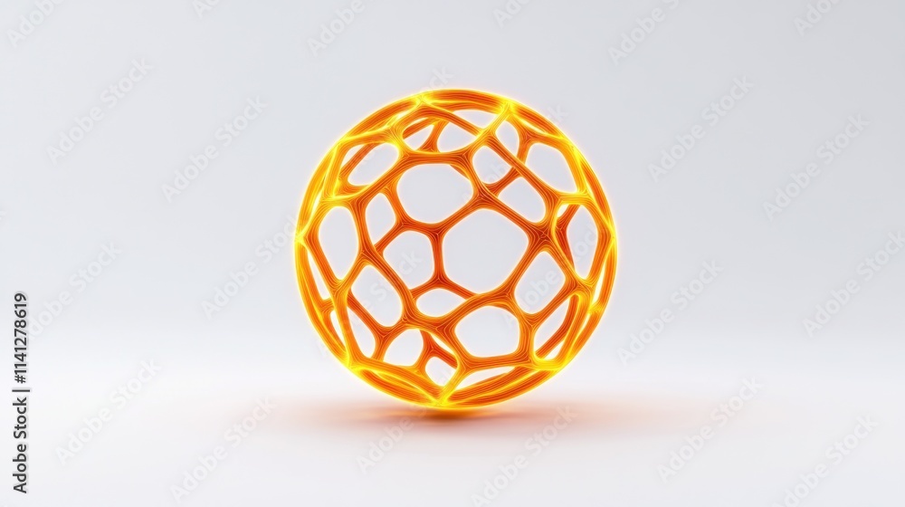 Poster abstract glowing sphere with a network-like structure.