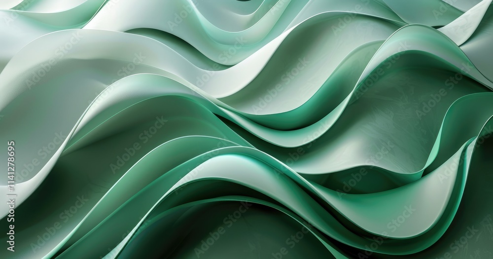 Poster abstract waves of green and teal create a fluid, dynamic visual texture.