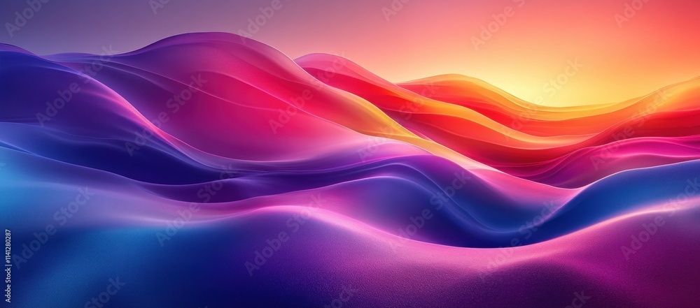 Poster vibrant gradient abstract design modern minimalism soft transitions purple cyan calm atmosphere