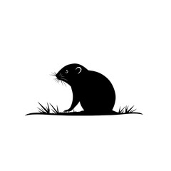 Silhouette of a rodent in grass.