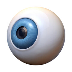 blue eye 3d render icon in cartoon plastic style minimal isolated on transparent white background, clipping path