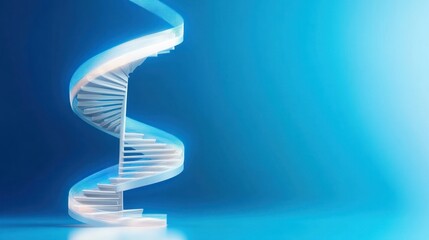 A stylized spiral staircase symbolizing DNA and scientific exploration.