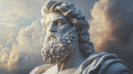 Majestic Marble Statue Against Cloudy Sky