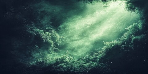 Mystical Underwater Cave Glowing Algae Fish