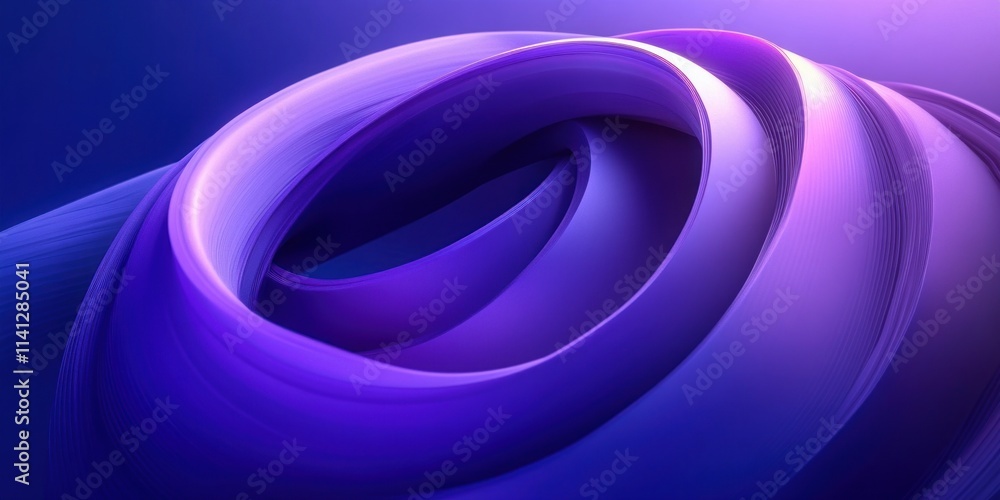 Poster abstract 3d composition of purple rings with soft lighting and minimalistic design