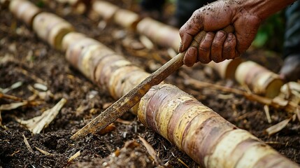 Obraz premium Sugarcane and Sugarcane Trees