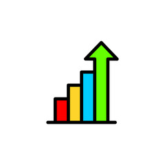 bar graph chart icon, bussiness chart in transparent background