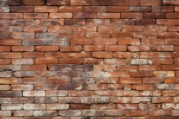 Fototapeta premium Detailed Design Elements of An Aged Red Brick Wall Reflecting Years of History and Weathering