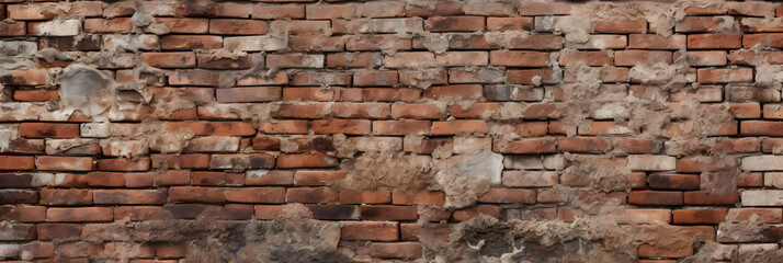 Obraz premium Detailed Design Elements of An Aged Red Brick Wall Reflecting Years of History and Weathering
