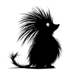 Quirky black silhouette of a porcupine.
