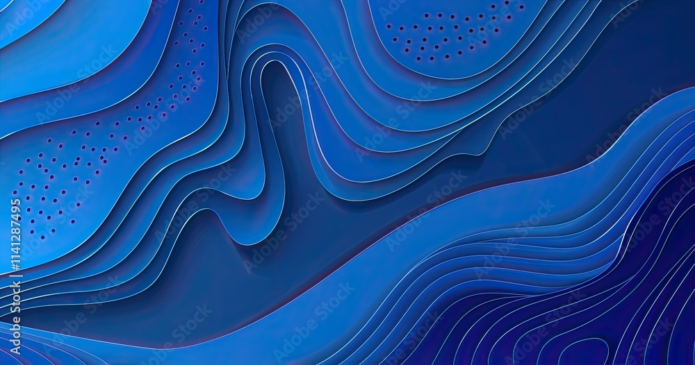 Poster abstract wavy layers in blue tones create a modern, dynamic visual effect.