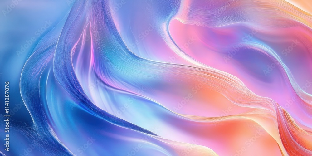 Poster iridescent fluid art abstract composition with gradient colors and soft lighting