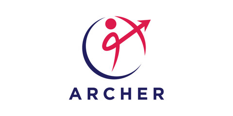 logo design archer,arrow,people,symbol,icon,idea,creative.