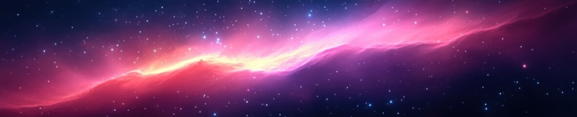 Obraz premium Aurora Night Sky Cosmic Landscape with Stars and Nebulae